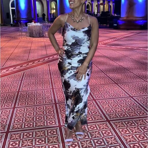 Donna Karan Purple Satin Maxi Slip Dress SIZE 4 Ruched Cowl Cocktail Gown $500 - Picture 7 of 11